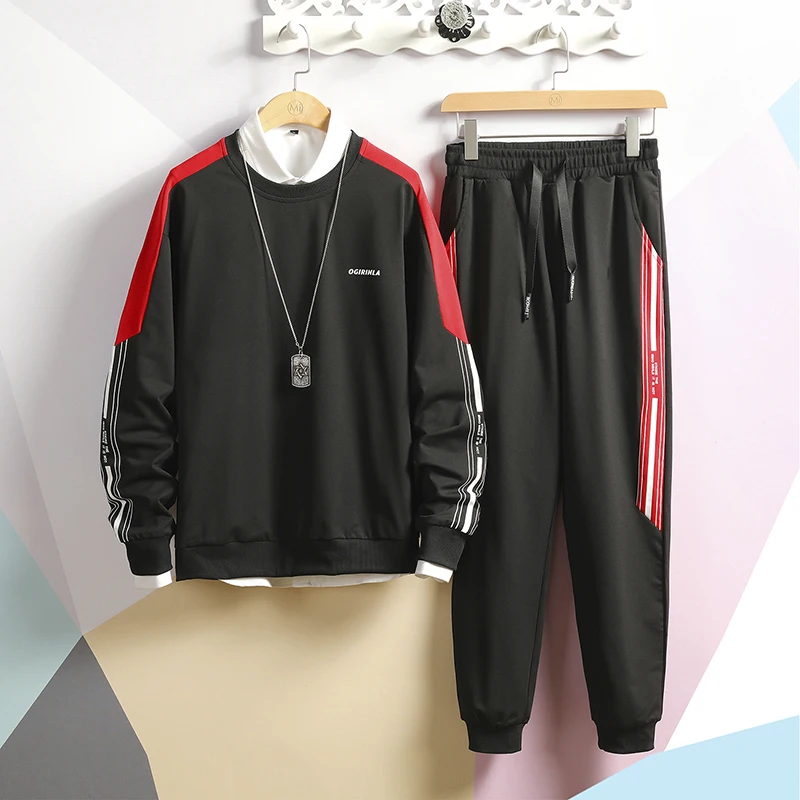 

LOGO Custom Service Blank Design 2 Pieces Jogger Sweat Suit for Men, Multi colors