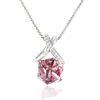 43325-high end gemstone jewelry pink colored stone necklace for girl, Crystals from Swarovski