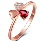 Customize Size Natural Ruby Pear Solid 18k Rose Gold Diamond Natural Stone Ring