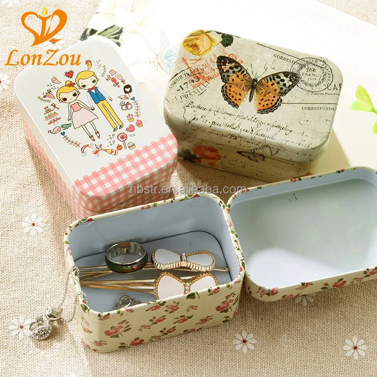 Decorative tin boxes wholesale recipe card accessories collectables metal rectangle tin boxes for cosmetics