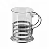 Drinking Glass Coffee Cup With Stainless Steel Cover&Handle (150ml)