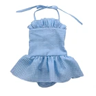 hot sale children swimsuit girl's seersucker romper swimsuit for wholesale
