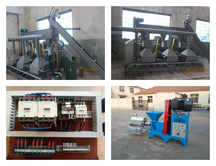 Small biomass wood straw rice husk coconut shell charcoal briquette making uses screw briquetting machine