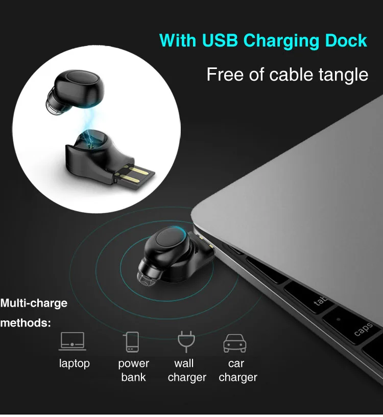 Wholesale Mini Single in Ear Bluetooth Earphone, Wireless Headset, Wireless Headphone with USB Magnetic Charging Dock - ANKUX.COM