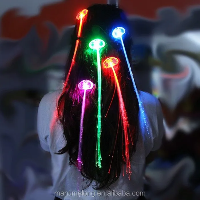 2016 Colorful led hair Glowing Flash LED Hair Clip Hairpin Decoration Ligth Up For Show