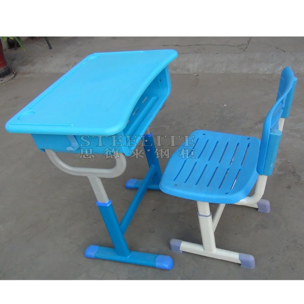 cheap price adjustable kids plastic attached school desks and chair