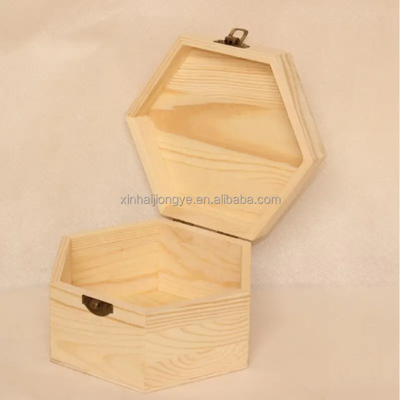 Small Hexagon Wooden Craft Box