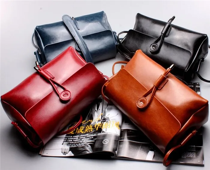 2017 Fashion latest vintage genuine wax leather women bags ladies handbag