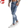 2019 New Hip Hop Blue Stretchy With White Tape Men Jeans