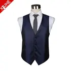 Zhejiang Men's Formal Waistcoat Business Balls Solid Navy Blue Polyester Vest