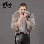 Wholesale winter women fur short jacket light brown fox fur coat