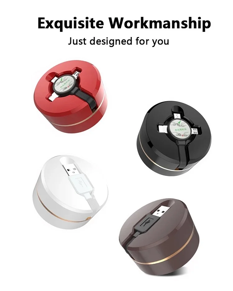 2019 USB cable 3 in 1 retractable cable for Micro+8pin+Type c Charging Cable For Smart Phone - ANKUX.COM