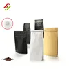 Custom seal printed resealable zipper air valve pouch flat bottom kraft paper coffee packaging bag