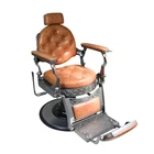 Classic vintage heavy duty back reclining salon chair antique brown mens all purpose barber chair