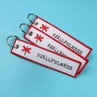 Wholesale Customized Made Fabric Double Side Logo Promotion Gift Textile Key Tags Embroidery Keychains
