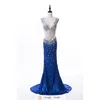 Custom Made Popular Evening Dress Royal Blue Sparkle Sequins Crystal Mermaid Evening Dress 2017