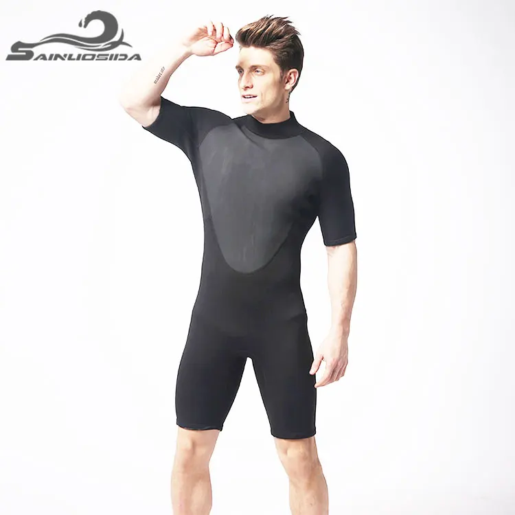 OEM Customized Neoprene Scuba Diving Suit Unisex Black Short Sleeve shorts Back zip Close-fitting Diving Wetsuit