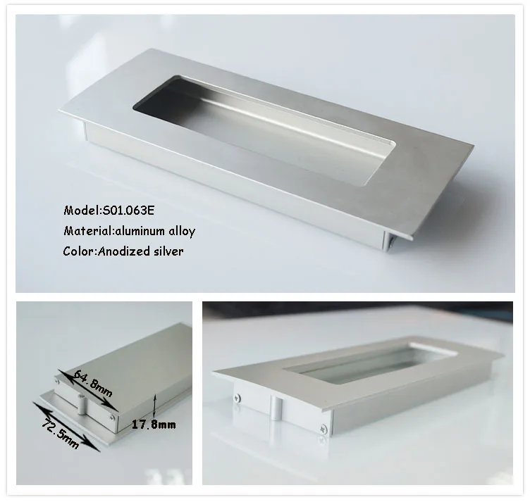 Rectangle Kitchen Aluminum Cabinet Handles Concealed Kitchen Pulls