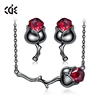 CDE Wholesale Black Rose Women Necklace Earring Jewelry Set