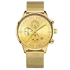 All Gold Plated Chronograph Quartz Watches Custom Logo Wrist Men Watch