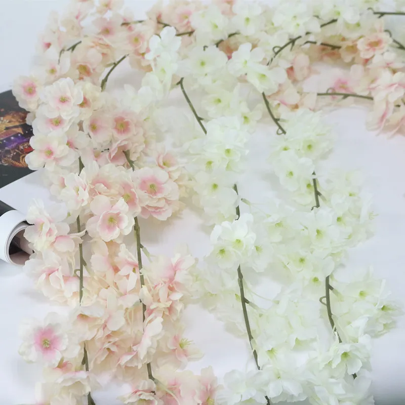 Flone Wedding Decoration Artificial Silk Flower Vine Flower Rattan Artificial Cherry Blossoms Flowers Home Party Office Decor (1)