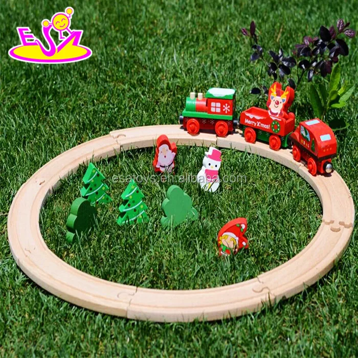 toy Christmas kids 99 pieces wooden train track set W04C058