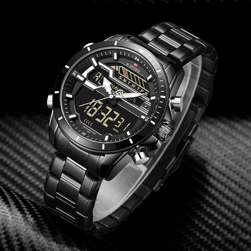 NAVIFORCE 9133 Mens Watches Top Luxury Brand Men Sport Watch Quartz LED Digital Clock Man Waterproof Army Military Wrist Watch
NAVIFORCE 9133 Mens Watches Top Luxury Brand Men Sport Watch Quartz LED Digital Clock Man Waterproof Army Military Wrist Watch