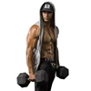 MS-2208 Men Sleeveless Design Muscle Sports Training Hooded Vest Hoodies Fitness Factory