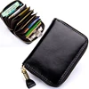 Top Grain & Waxy Oil Cowhide Leather Unisex Credit Card Holder Case Bag Coin Ladies Purse Zippered Leather Wallet for Men Women
