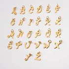 Gold Color New Alphabet Charm High Polished DIY Jewelry Making Initial Metal Cursive Letter Pendant for Gir Boy