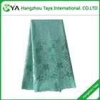 Aqua color nigeria cotton lace fabric with embroidery/new big heavy swiss voile lace