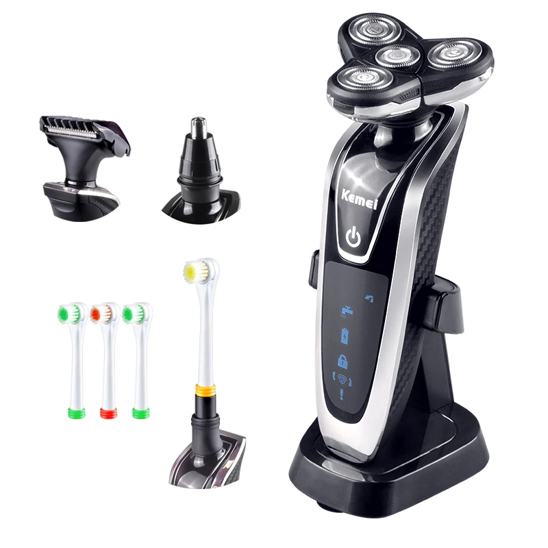 Rotatable Triple Blade Whole Body Washable Waterproof Men's Personal Care Facial Razor Electric Shaver KM-5181, Black
Rotatable Triple Blade Whole Body Washable Waterproof Men's Personal Care Facial Razor Electric Shaver KM-5181, Black