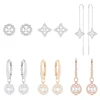 2019 SWA SPARKLING DC Exquisite Elegant Fashion Beating Heart Crystal Stars Tassel Perforated Hoop Long Earring Rose Gold Color