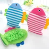 Cute Fish shape kids exfoliating glove Lowest price high quality cleaning body towel bath glove