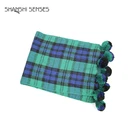 Long Long Scarves Shawls Scarves Long Blanket Shawl Green Blue Plaid Scarf With Pom Pom
