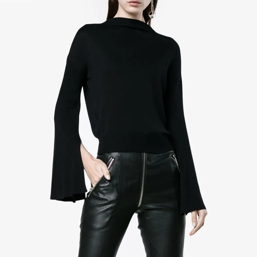 long sleeves knit crop tops