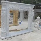 Indoor Marble Fireplace High Quality European Pure White Hand-Carved Marble Stone Fireplace Mantel