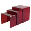 Red acrylic console nest table, Lucite coffee desk chair bedside table