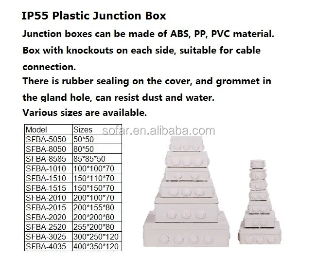 IP65/IP66/IP55 Plastic and Steel Electric Junction Box