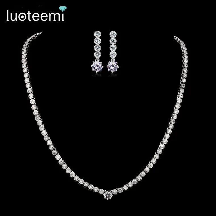 LUOTEEMI Simple Crystal Cubic Zircon Stone Necklace and Earrings Bride Wedding Jewelry Set, N/a
LUOTEEMI Simple Crystal Cubic Zircon Stone Necklace and Earrings Bride Wedding Jewelry Set, N/a