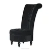 High Back Accent Chair Black Soft Velvet Thick Tufted Padded Modern Style