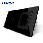 Livolo Multi-Function 1 Gang Black Touch Switch with EU Standard Electrical Wall Socket VL-C701-12/VL-C7C1EU-12