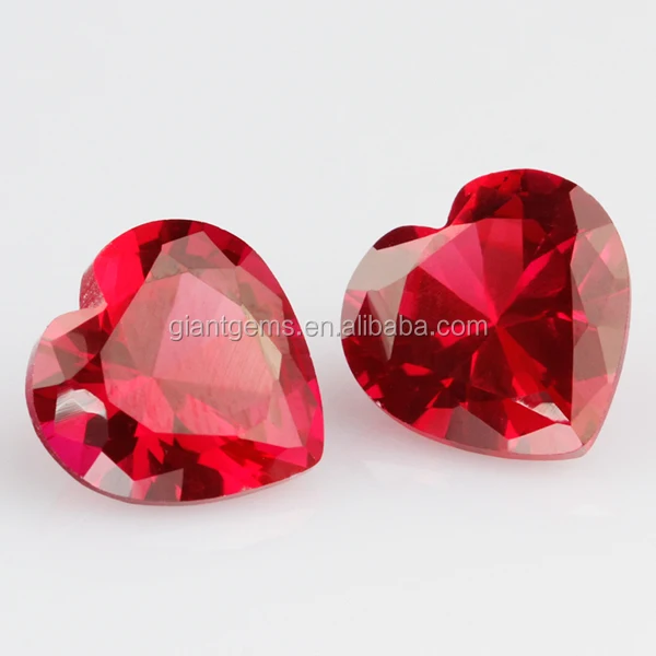 wholesale machine cut heart shape synthetic ruby stone price per