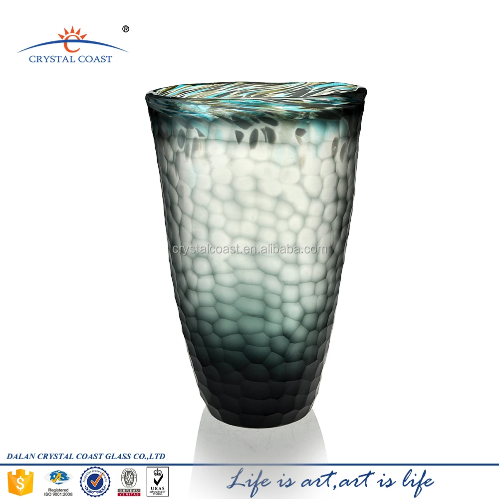 En gros grand martini mosaïque vase en verre gris pour l'arrangement de fleur