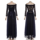 Wholesale New Arrive Navy Blue Prom Dress Lace Tulle A-line Formal Long Evening Party Dress