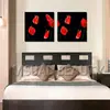 2 Pieces Set Canvas Wall Art Black and Red Flower Painting On Canvas For Bedroom Living Room Decoration
