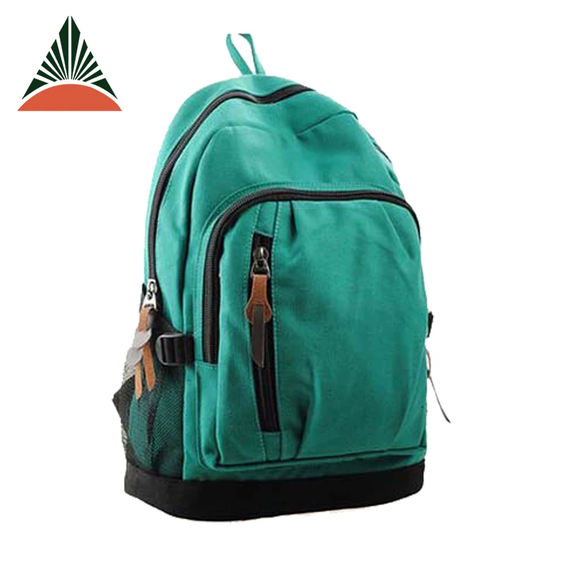 Teenagers Student Girls Green Canvas School Bag With Laptop Compartment