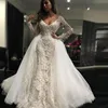 Deep V Neck Fish Tail Lace Corset Detachable Skirt Wedding Dress in SuZhou