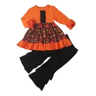 Factory price 2019 fall baby girls halloween boutique outfits kids ghost print clothing sets