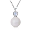 Simple design fashionable 925 silver fresh water pearl pendent necklace single pearl necklace
